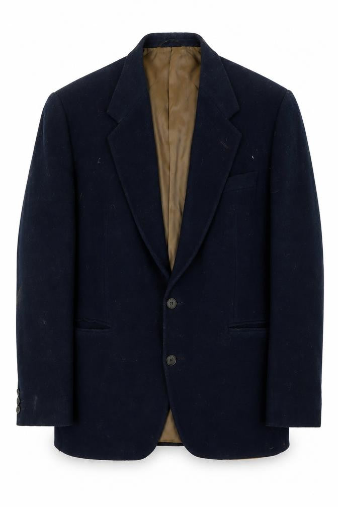 Front view of Calibre Men's Blue Wool Blazer 38R Two-Button Classic