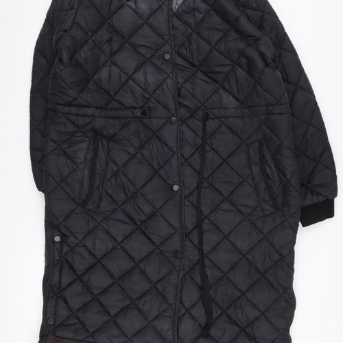 Next Women's Black Quilted Long Jacket Size 16