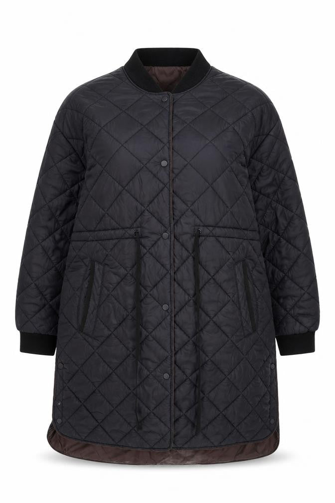 Next Women's Black Quilted Long Jacket Size 16