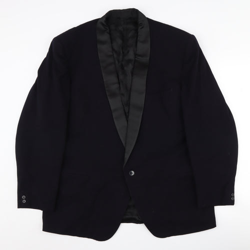 Hardy Amies Men's Black Wool Tuxedo Blazer, Size 44, Vintage