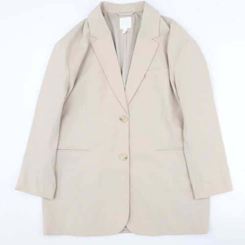 H&M Women's Beige Blazer, Size 8, Two-Button, Lined