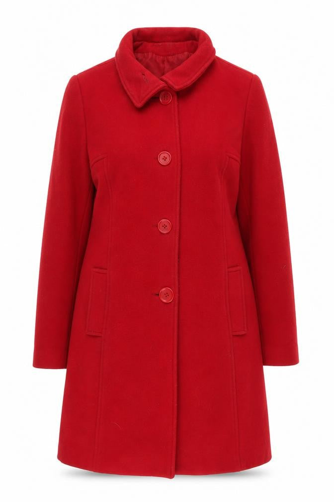 Front view of New Look Women's Red Wool Blend Overcoat, size 14