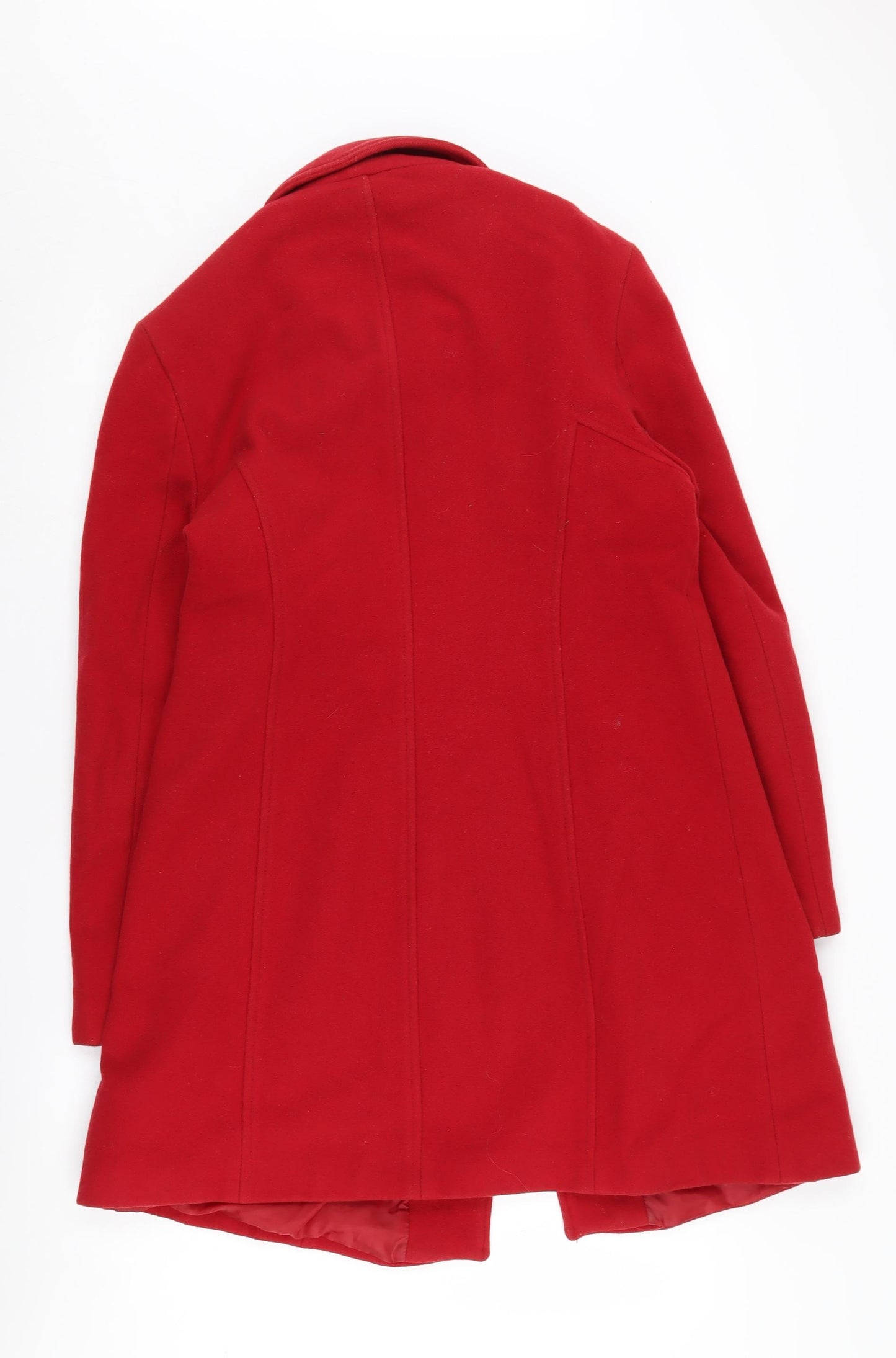 New Look Women's Red Wool Blend Overcoat Size 14