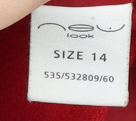 New Look Women's Red Wool Blend Overcoat Size 14