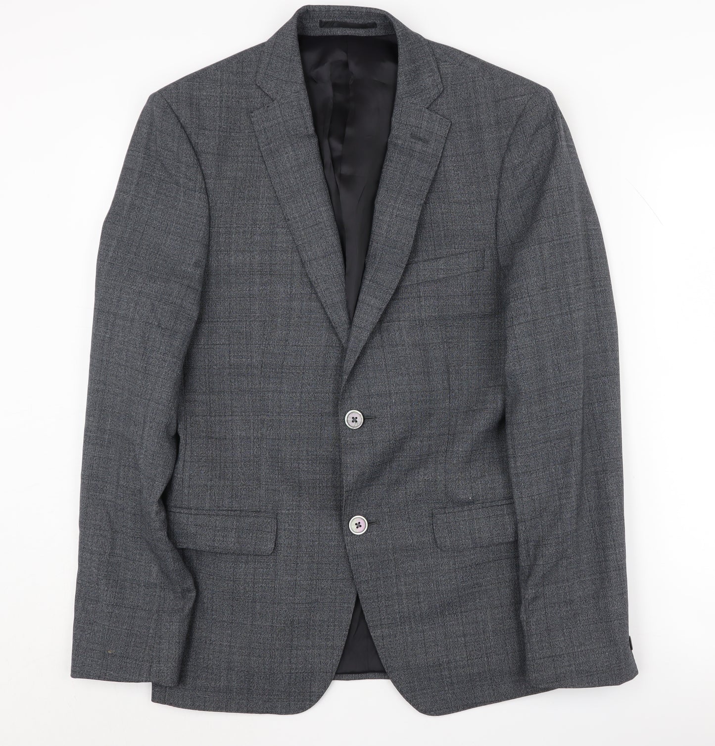 T.M. Lewin Grey Check Men's Slim Blazer, 36R