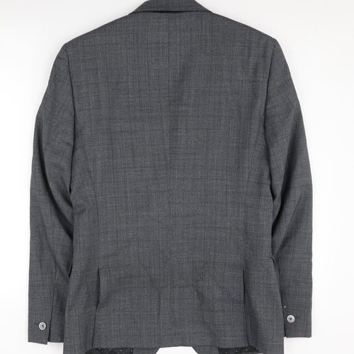 T.M. Lewin Grey Check Men's Slim Blazer, 36R