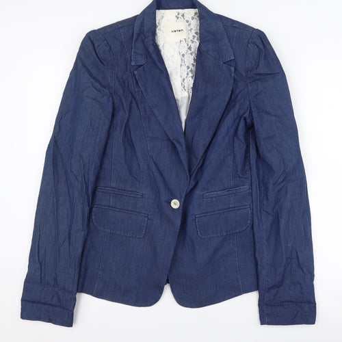 Koton Women's Blue Denim Blazer, Size 8, Casual Style