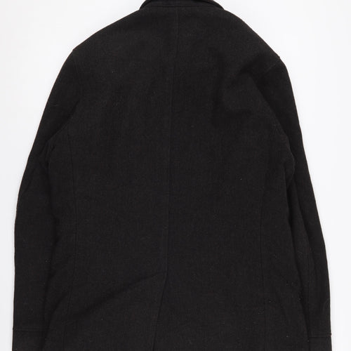 Next Men's Black Wool Blend Overcoat - Medium Stylish