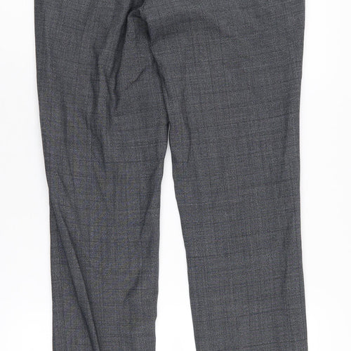 T.M. Lewin Men's Grey Check Dress Pants, 28R