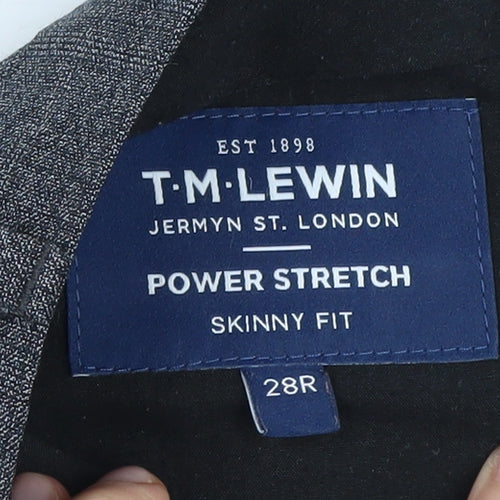T.M. Lewin Men's Grey Check Dress Pants, 28R