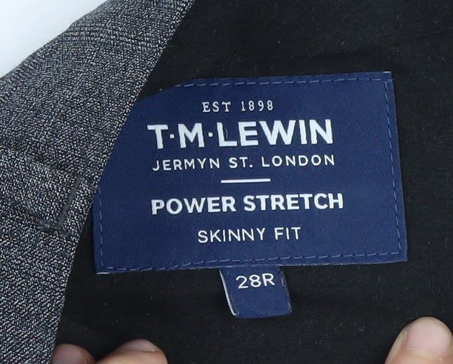 T.M. Lewin Men's Grey Check Dress Pants, 28R