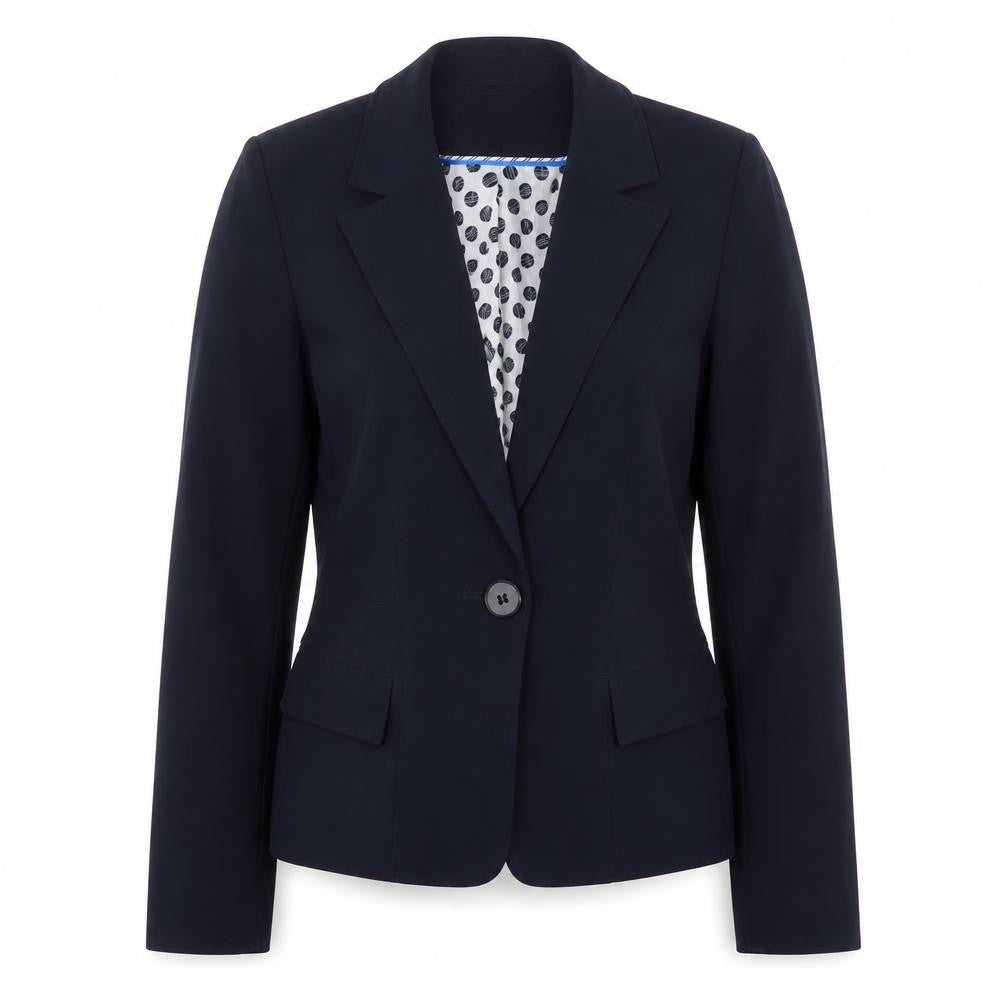 Front view of Debenhams Women's Blue Blazer, size 10, Notch Lapel