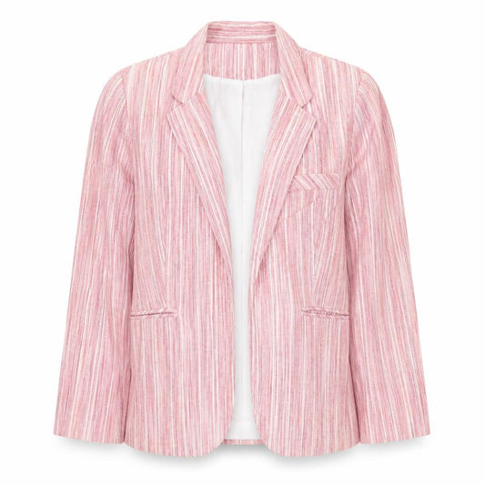 Front view of Dalia Women's Pink Striped Blazer, size L