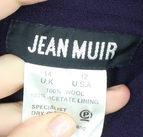 Jean Muir Purple Wool Women's Mid-Length Coat Size 14