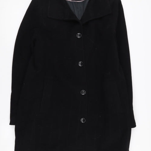 Lands' End Women's Black Wool Overcoat Size 16