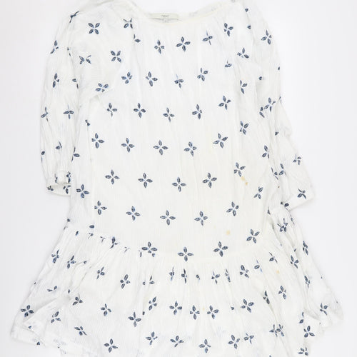 Next Women's Ivory Floral Embroidered Dress Size 12