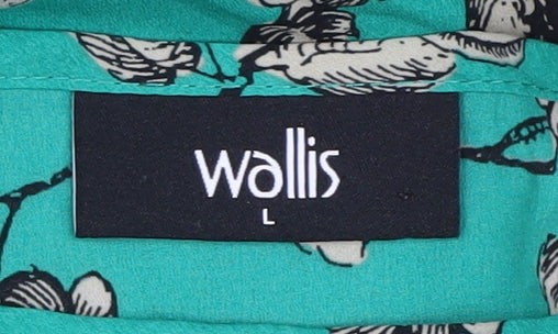 Wallis Women's L Green Floral Belted Tunic Blouse