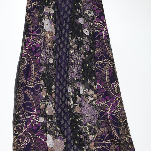 Monsoon Women's Purple Floral Dress Size 14 Silk Blend
