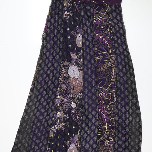 Monsoon Women's Purple Floral Dress Size 14 Silk Blend
