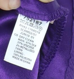 Monsoon Women's Purple Floral Dress Size 14 Silk Blend