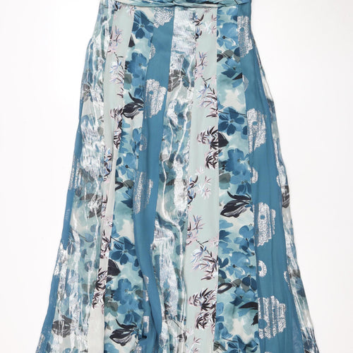 Monsoon Women's Blue Silk Maxi Dress Size 14