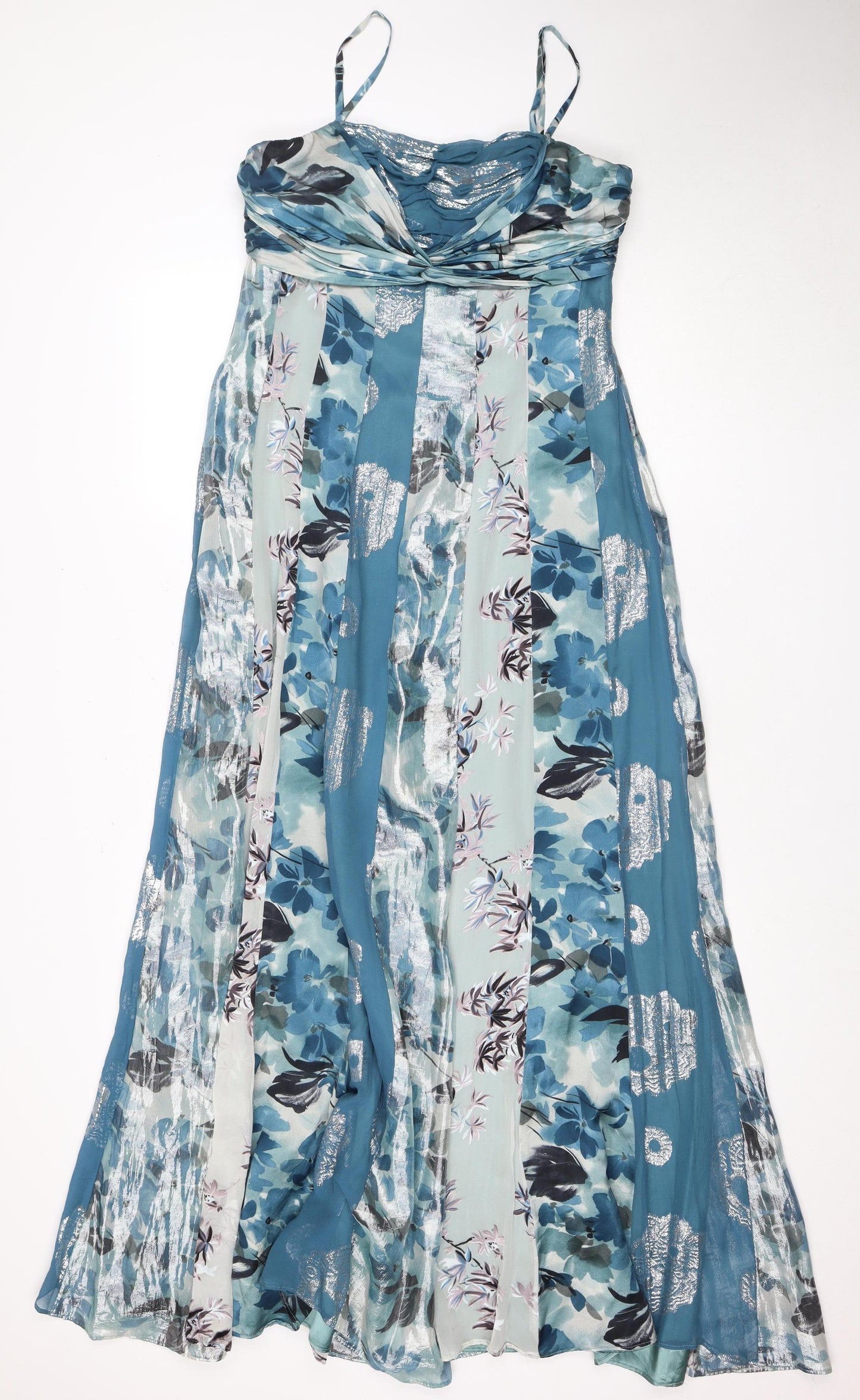 Monsoon Women's Blue Silk Maxi Dress Size 14