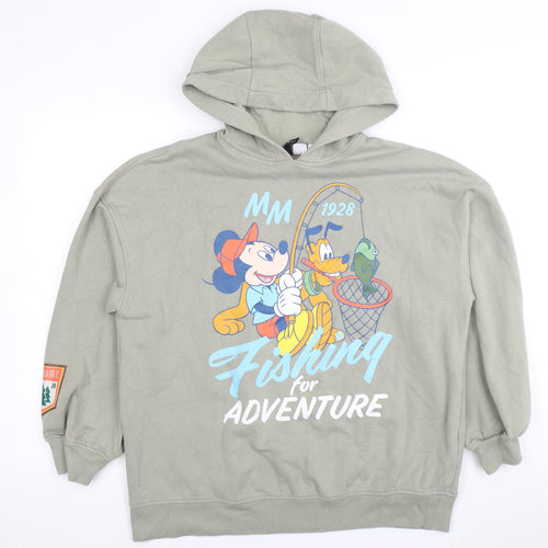 H&M Women's Green Disney Hoodie, Size S, Graphic Print