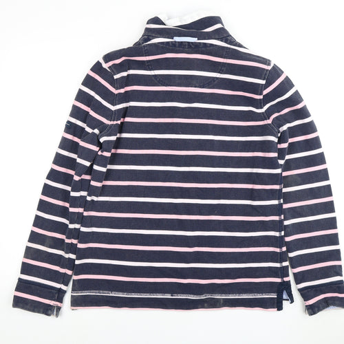 Crew Clothing Women's Blue Pink Henley Striped Sweatshirt Size 12