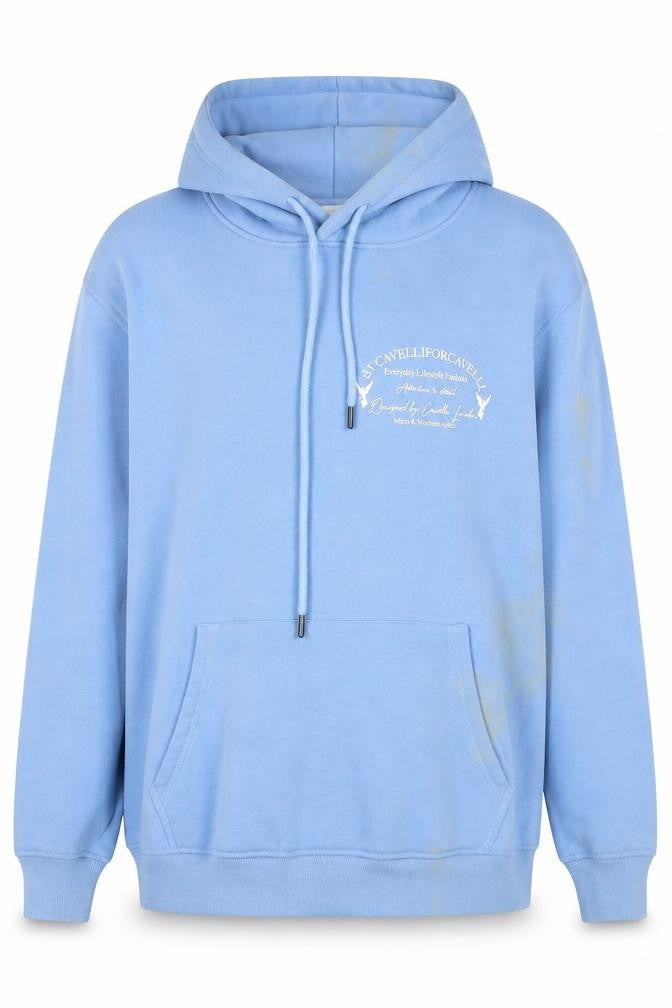 Front view of Cavelli London Blue unisex hoodie - medium