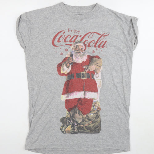Coca-Cola Grey Santa T-Shirt, Size 4, Graphic Design