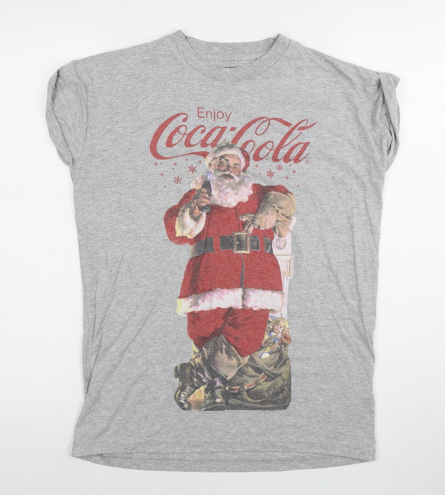 Coca-Cola Grey Santa T-Shirt, Size 4, Graphic Design