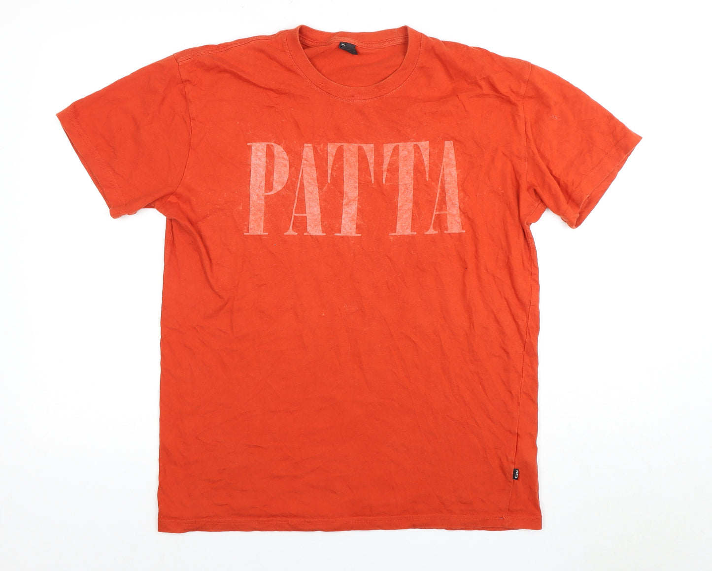 Patta Men's Orange M Crew Neck Logo T-Shirt