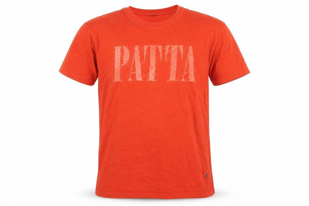 Front view of Patta Men's Orange M Crew Neck Logo T-Shirt