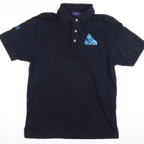 Henbury Men's Black Polo Shirt Medium, Logo Accent