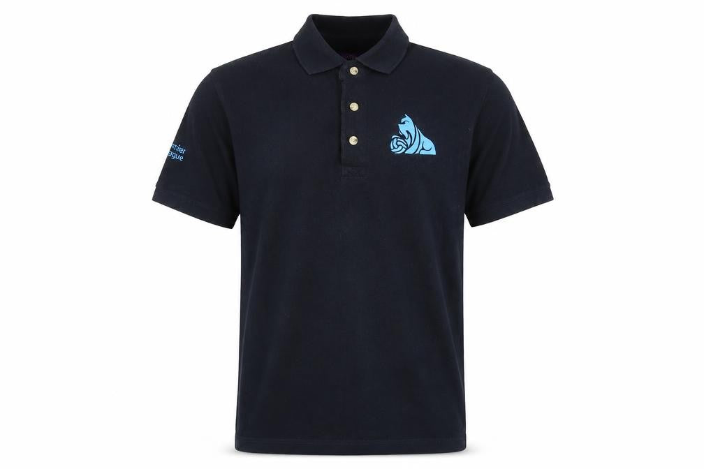 Front view of Henbury Men's Black Polo Shirt Medium, Logo Accent