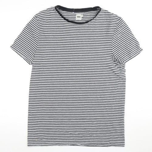 ASOS Men's White Striped Crew Neck T-Shirt - L