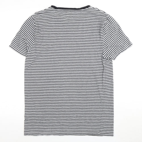 ASOS Men's White Striped Crew Neck T-Shirt - L