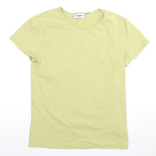 Weekday Green Cotton T-Shirt, Unisex, Size S