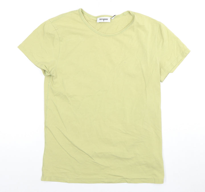 Weekday Green Cotton T-Shirt, Unisex, Size S
