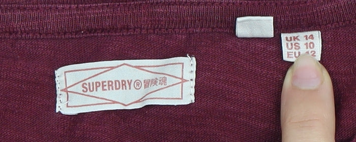 Superdry Women's Red Long Sleeve T-Shirt, Size 14