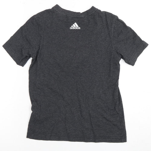 Adidas Boys Grey Graphic T-Shirt, 6-7 Years