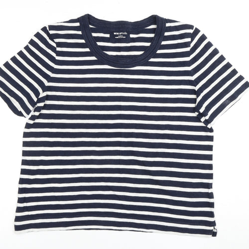 Whistles Women's Blue Striped T-Shirt, Medium, Casual Jersey Top