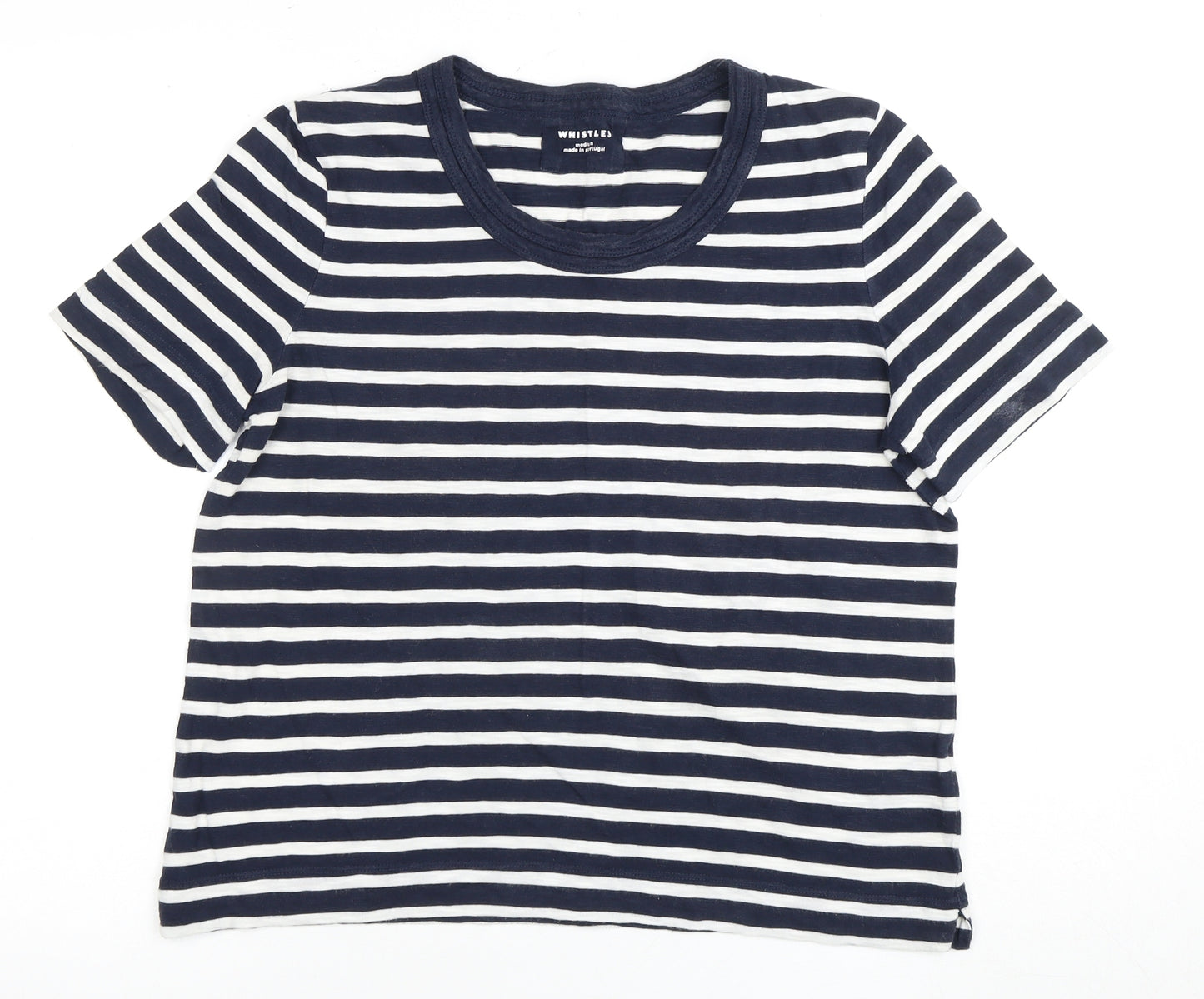Whistles Women's Blue Striped T-Shirt, Medium, Casual Jersey Top