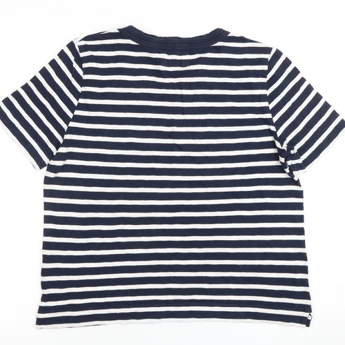 Whistles Women's Blue Striped T-Shirt, Medium, Casual Jersey Top