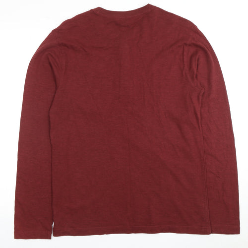 Gap Men's Red Henley Long Sleeve T-Shirt (M)