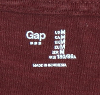 Gap Men's Red Henley Long Sleeve T-Shirt (M)