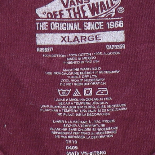 Vans Men's Red XL T-Shirt with Logo