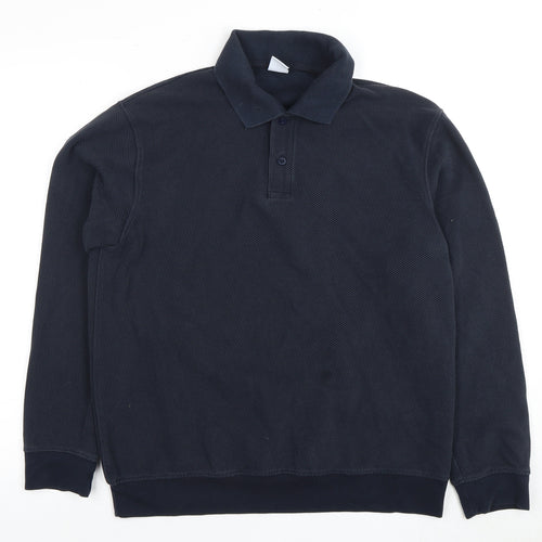 Zara Men Blue Long Sleeve Polo Shirt