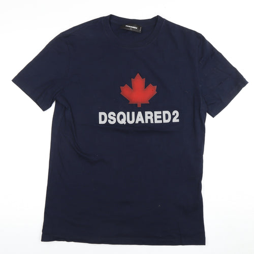Dsquared2 Men's Blue T-Shirt L Crew Neck Logo