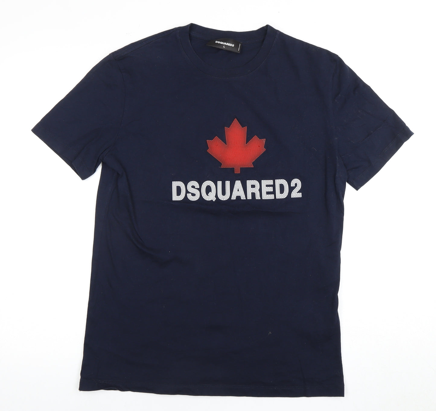 Dsquared2 Men's Blue T-Shirt L Crew Neck Logo